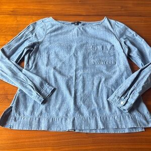 J. Crew Mercantile Light Blue Chambray Long-Sleeve Top XS